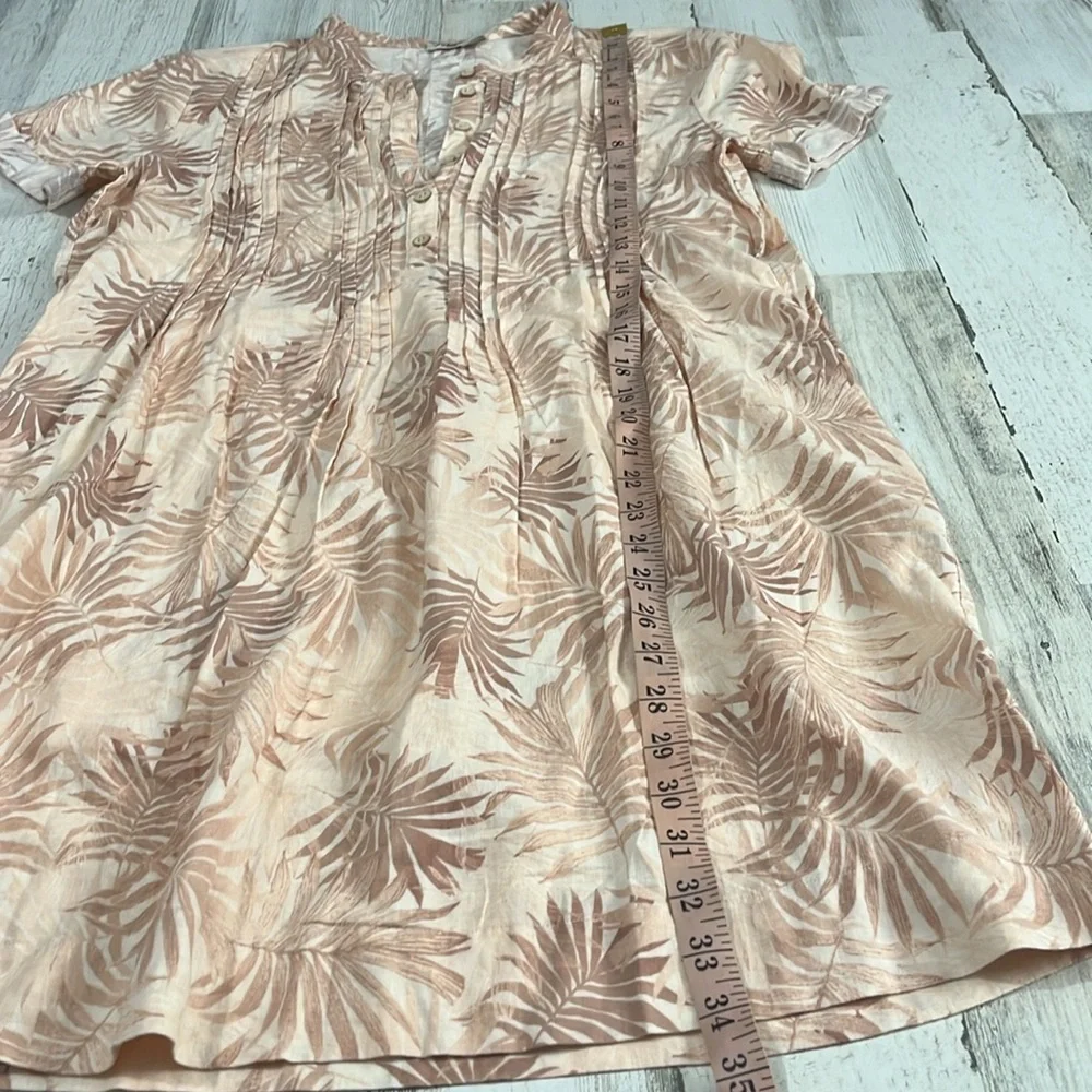 Faherty Gemina Linen Blend Shift Dress in Peach Palms Size Small - Picture 9 of 12